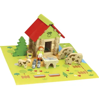 Dřevěná hračka Jeujura Dřevěná stavebnice 50 dílů Sýrárna