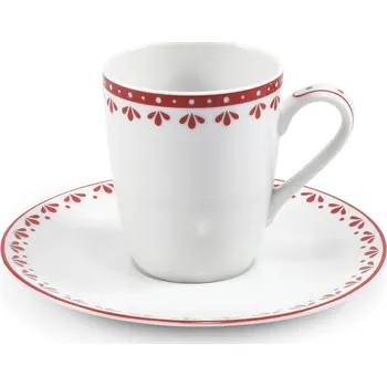 Leander Šálek s podšálkem na espresso, 0,09 l, HyggeLine, červená, Leander, český porcelán