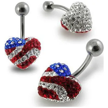 Piercing Piercingate Piercing se stříbrnou kuličkou a srdíčkem s krystaly PBSW00047