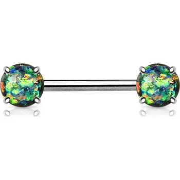 Piercing Piercingate Piercing do bradavky PBR00020 - Další rozměry: Kuličky: 7 mm, Barva/Motiv: Tmavě zelená, Délka tyčky: 14 mm, Průměr tyčky: 1,6 mm