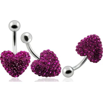 Piercing Piercingate Piercing Crystal srdce se stříbrnou kuličkou PBSW00012