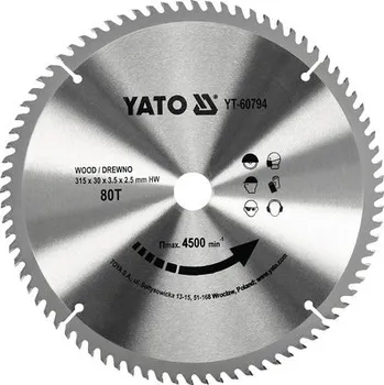 Pilový kotouč Pilový řezný kotouč na dřevo Yato YT-60794, 315x30mm 80z