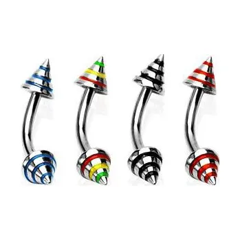 Piercing Piercingate Piercing do obočí POB00166 - Barva/Motiv: Modrá, Délka tyčky: 8 mm, Hroty: 3/4 mm, Průměr tyčky: 1,2 mm