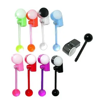 Piercing Piercingate Piercing do jazyka PCI00315 - Barva/Motiv: Světle modrá, Délka tyčky: 16 mm, Kuličky: 5 mm, Průměr tyčky: 1,6 mm