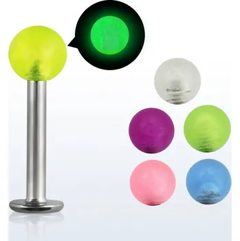 Piercing Piercingate Labreta se svíticí kuličkou PLA00221 - Další rozměry: Kulička 5 mm, Barva/Motiv: Čirá, Délka tyčky: 8 mm, Průměr tyčky: 1,6 mm