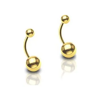 Piercing Piercingate Piercing do pupíku pozlacený PBK00102 - Délka tyčky: 10 mm, Kuličky: 5/8 mm, Průměr tyčky: 1,6 mm