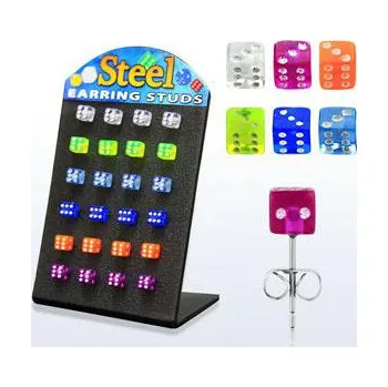 Piercing Piercingate Náušnice - hrací kostky NAU00645 - Barva/Motiv: Čirá