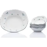 Thun 1794 Bernadotte, kompotová souprava, modré růžičky, porcelán Thun, 7 d.