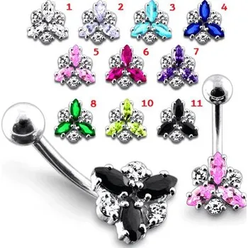 Piercing Piercingate Piercing do pupíku (stříbro 925/1000) PBP00256 - Materiál: Stříbro, Ryzost: 925/1000, Barva/Motiv: Čirá