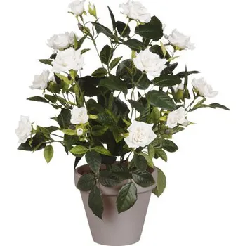 umělá květina Umělá květina růže v květináči 33x25 cm bílá