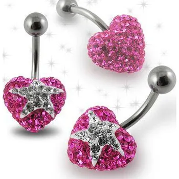Piercing Piercingate Piercing Crystal srdce se stříbrnou kuličkou PBSW00022