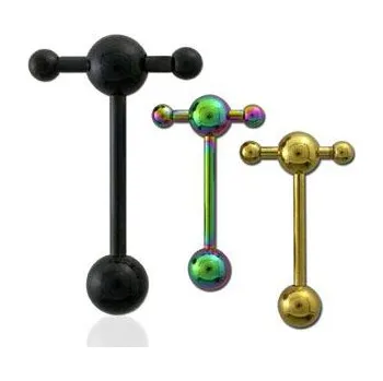 Piercing Piercingate Piercing do jazyka anodizovaný PCI00246 - Barva/Motiv: Černá