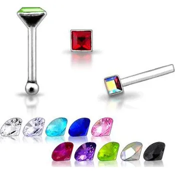 Piercing Piercingate Piercing do nosu (stříbro 925/1000) - čtvercový kamínek PNO00209 - Materiál: Stříbro, Ryzost: 925/1000, Barva/Motiv: Světle fialová (Tanzanite)