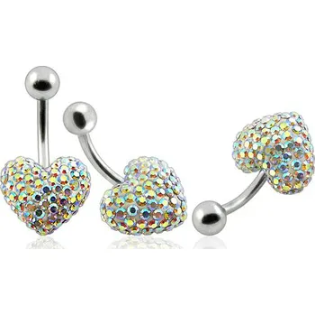 Piercing Piercingate Piercing Crystal srdce se stříbrnou kuličkou PBSW00009
