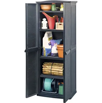Zahradní úložný box Zahradní skříň KETER s ratanovým vzhledem 70 x 50 x 179 cm plastová šedá