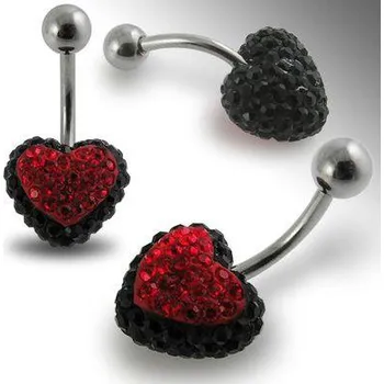 Piercing Piercingate Piercing Crystal srdce se stříbrnou kuličkou PBSW00017