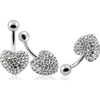 Piercing Piercingate Piercing Crystal srdce se stříbrnou kuličkou PBSW00006