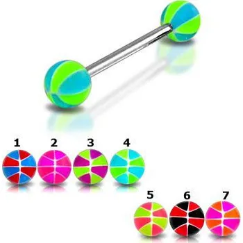 Piercing Piercingate Piercing do jazyka PCI00078 - Barva/Motiv: 1, Délka tyčky: 16 mm, Kuličky: 6 mm, Průměr tyčky: 1,6 mm