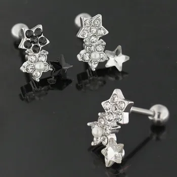 Piercing Piercingate Činka do ucha - hvězdičky PNC00073 - Barva/Motiv: Čirá, Délka tyčky: 6 mm, Průměr tyčky: 1,2 mm