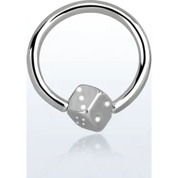 Piercing Piercingate Piercing kroužek - hrací kostka PKR00107 - Průměr kroužku: 8 mm, Průměr tyčky: 1,2 mm