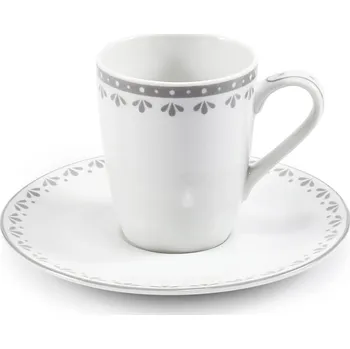 Leander Šálek s podšálkem na espresso, 0,09 l, HyggeLine, šedá, Leander, český porcelán