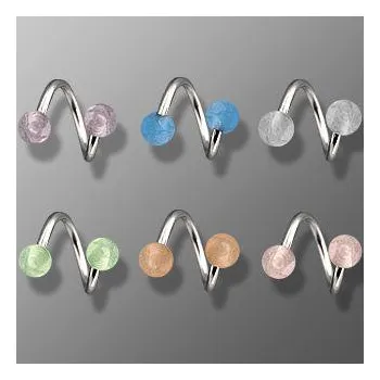 Piercing Piercingate Spirála s kuličkami PSP00057 - Barva/Motiv: Fialová, Průměr spirály: 11 mm, Průměr tyčky: 1,6 mm