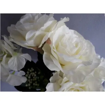 umělá květina Růže-hortenzie kytice, Barva bílá F105 / 6 barev