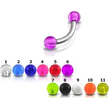 Piercing Piercingate Banánek s kuličkami POB00146 - Barva/Motiv: Tmavě modrá, Délka tyčky: 8 mm, Kuličky: 3 mm, Průměr tyčky: 1,2 mm