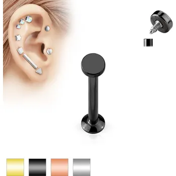 Piercing Piercingate Činka do ucha PNC00082 - Další rozměry: Velikost placky: 3 mm, Barva/Motiv: Růžové zlato, Délka tyčky: 6 mm, Průměr tyčky: 1,2 mm