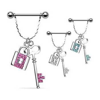 Piercing Piercingate Piercing do bradavky PBR00001 - Barva/Motiv: Tyrkysová