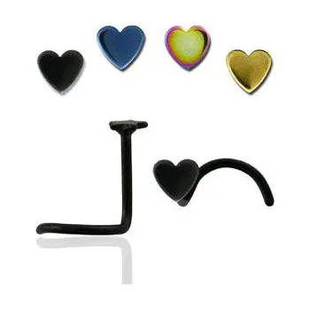 Piercing Piercingate Piercing do nosu anodizovaný - srdíčko PNO00223 - Barva/Motiv: Modrá