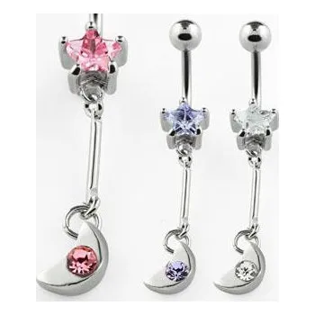 Piercing Piercingate Banánek s hvězdičkou a měsíčkem PBV00421 - Barva/Motiv: Fialová