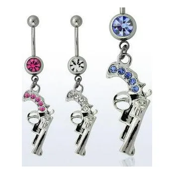 Piercing Piercingate Banánek s koltem s kamínky PBV00425 - Barva/Motiv: Modrá