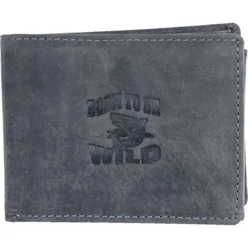 Peněženka Šedá pánská kožená peněženka Born to be Wild se žralokem