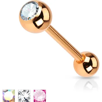 Piercing Piercingate Piercing do jazyka PCI00312 - Barva/Motiv: Růžová, Délka tyčky: 16 mm, Kuličky: 5/6 mm, Průměr tyčky: 1,6 mm