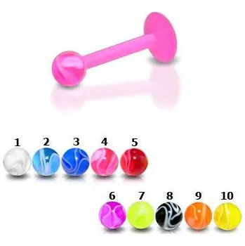 Piercing Piercingate Labreta s kuličkou PLA00167 - Barva/Motiv: Světle zelená, Délka tyčky: 8 mm, Průměr tyčky: 1,2 mm