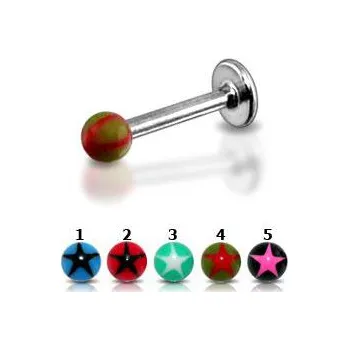 Piercing Piercingate Piercing do brady - labreta PLA00090 - Barva/Motiv: 4, Délka tyčky: 8 mm, Kuličky: 3 mm, Průměr tyčky: 1,2 mm