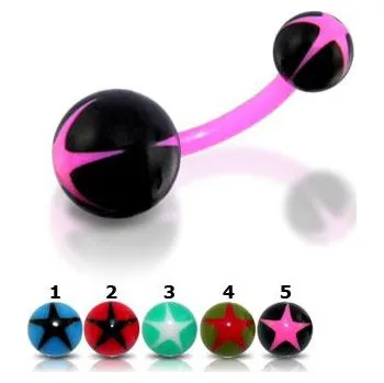 Piercing Piercingate Piercing do pupíku PBK00138 - Barva/Motiv: Černá/Červená