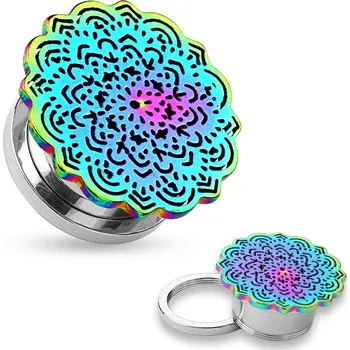 Piercing Piercingate Plug do ucha - Tribal motiv PTP00222 - Barva/Motiv: Duhová, Průměr Tunely, plugy, roztahováky: 12 mm