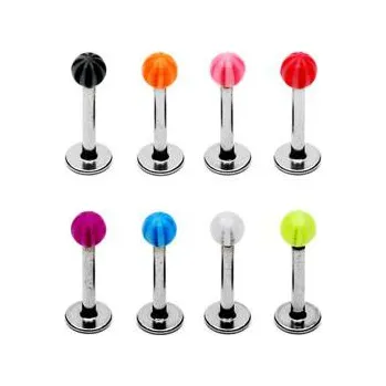 Piercing Piercingate Labreta s kuličkou PLA00136 - Barva/Motiv: Čirá, Délka tyčky: 8 mm, Kuličky: 3 mm, Průměr tyčky: 1,2 mm