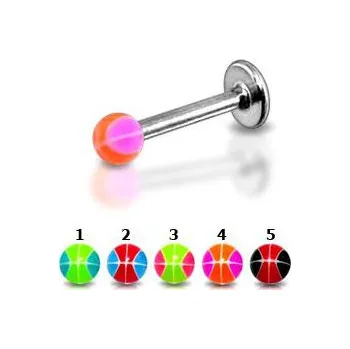 Piercing Piercingate Piercing do brady - labreta PLA00096 - Barva/Motiv: 5, Délka tyčky: 8 mm, Kuličky: 3 mm, Průměr tyčky: 1,2 mm