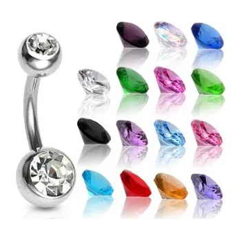 Piercing Piercingate Banánek s kuličkami a kamínky POB00126 - Barva/Motiv: Duhová, Délka tyčky: 10 mm, Kuličky: 4/6 mm, Průměr tyčky: 1,6 mm