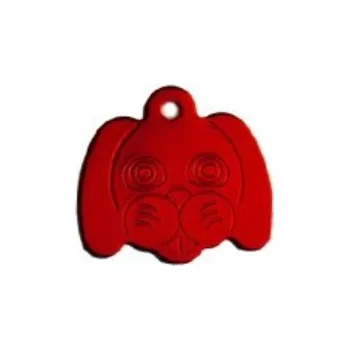 psí známka Gravon Známka pro psa ve tvaru psí hlavy - červená + možnost rytí