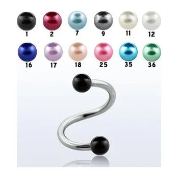 Piercing Piercingate Spirála s kuličkami PSP00054 - Barva/Motiv: Tmavě modrá, Průměr spirály: 10 mm, Průměr tyčky: 1,2 mm