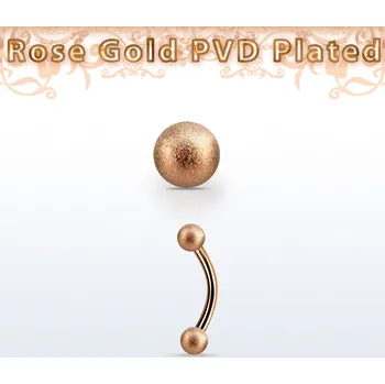 Piercing Piercingate Piercing do obočí s kuličkami POB00199 - Barva/Motiv: Růžové zlato, Délka tyčky: 8 mm, Kuličky: 3 mm, Průměr tyčky: 1,2 mm