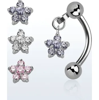 Piercing Piercingate Piercing do obočí s hvězdičkou POB00196 - Barva/Motiv: Růžová, Délka tyčky: 6 mm, Kuličky: 3 mm, Průměr tyčky: 1,2 mm