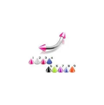 Piercing Piercingate Banánek s kuličkami POB00155 - Barva/Motiv: Tmavě růžová, Délka tyčky: 8 mm, Hroty: 3 mm, Průměr tyčky: 1,2 mm