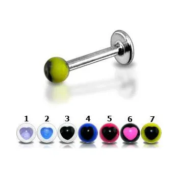 Piercing Piercingate Piercing do brady - labreta PLA00087 - Barva/Motiv: 4, Délka tyčky: 8 mm, Kuličky: 3 mm, Průměr tyčky: 1,2 mm