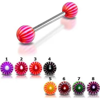 Piercing Piercingate Piercing do jazyka PCI00123 - Barva/Motiv: 3, Délka tyčky: 16 mm, Kuličky: 6 mm, Průměr tyčky: 1,6 mm