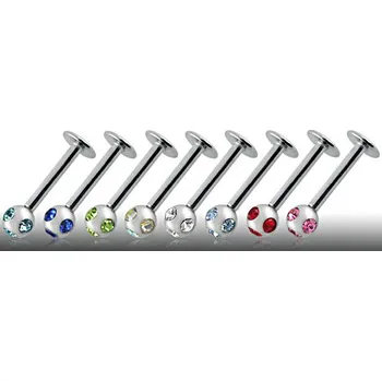 Piercing Piercingate Labreta s kamínky PLA00153 - Barva/Motiv: Světle modrá, Délka tyčky: 8 mm, Průměr tyčky: 1,2 mm